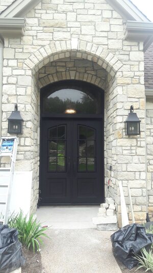 8-foot double entry door and transome