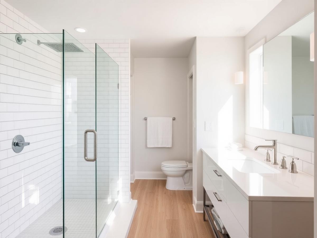 Modern bathroom remodel with subway tile shower in Austin, TX